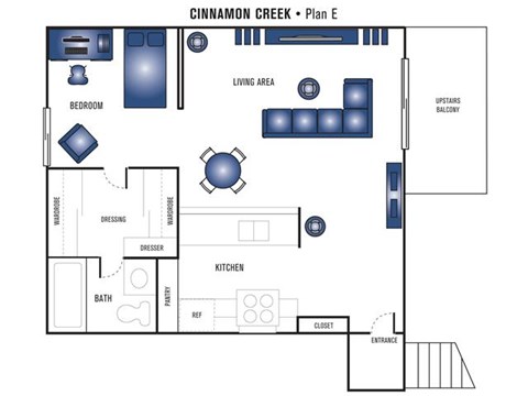 Floor plan for studio, 1 bath, 554 sqft