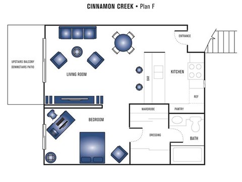 Floor plan for studio, 1 bath, 485 sqft