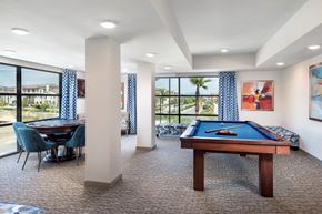 Camarillo apartment for rent - Springville Seniors Apartments Community Game Room on the 2nd floor with a Pool Table and Poker Table