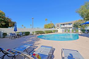 Tempe apartment for rent - our resort style pool is next to our building and has chairs and umbrellas