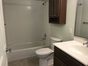 Las Vegas apartment for rent - a bathroom with a toilet and a tub and a sink