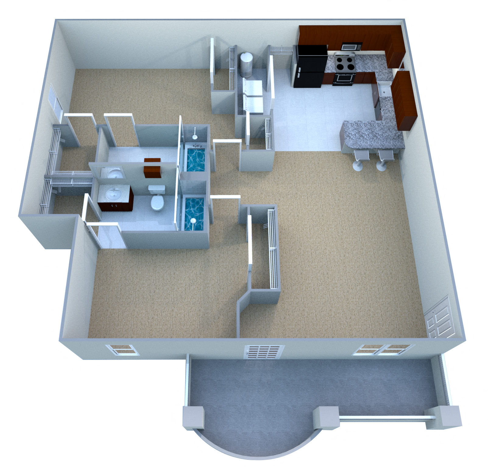 Floor plan for 2 beds, 2 baths, 1093 sqft