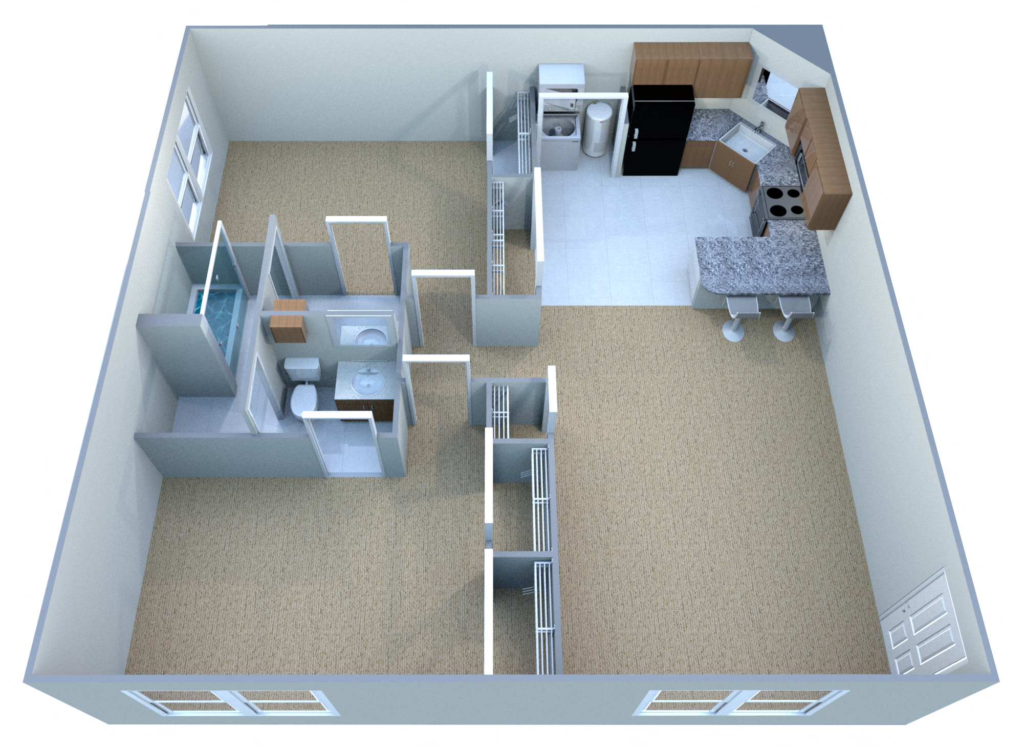 Floor plan for 2 beds, 1.5 baths, 920 sqft