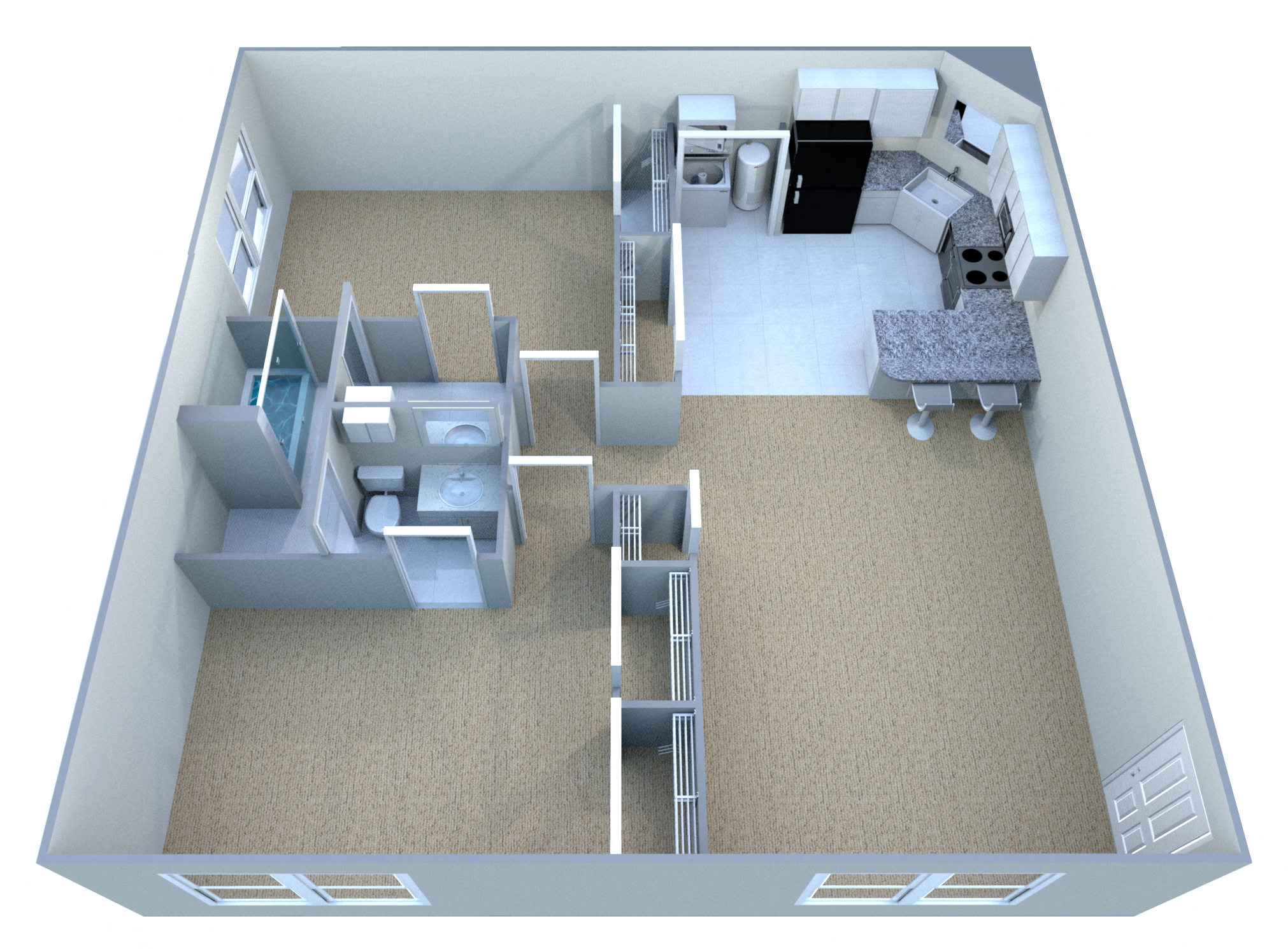 Floor plan for 2 beds, 1.5 baths, 915 sqft