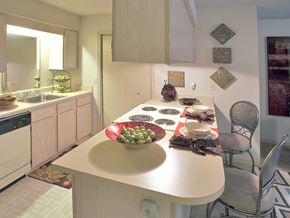 Siloam Springs apartment for rent - a kitchen with a table and chairs and a sink