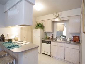 Springdale apartment for rent - a kitchen with white appliances and a counter top