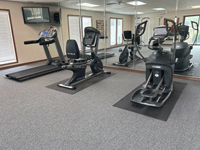 Springdale apartment for rent - a gym with exercise machines and mirrors in a building