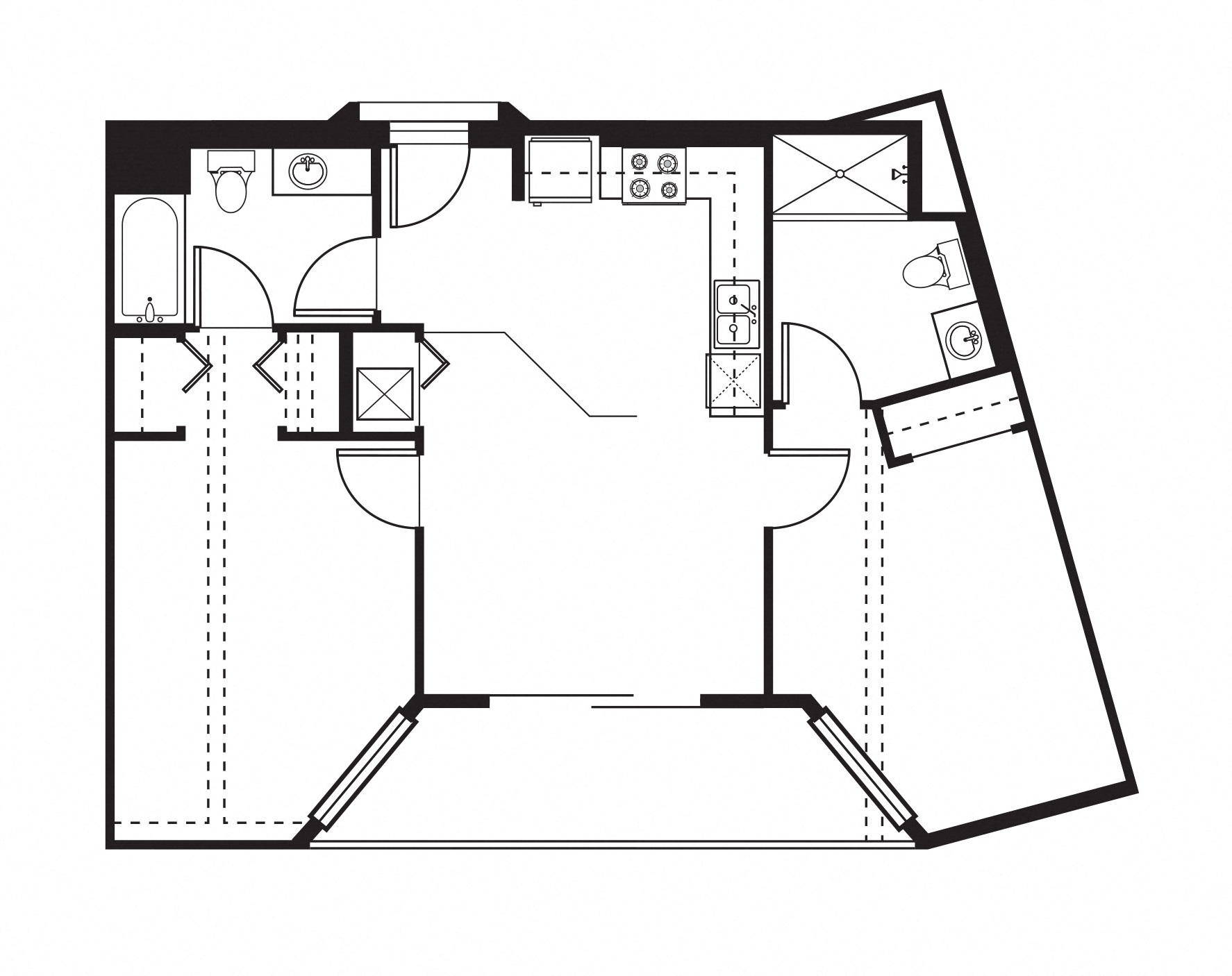 Floor plan for 2 beds, 2 baths, 946 sqft