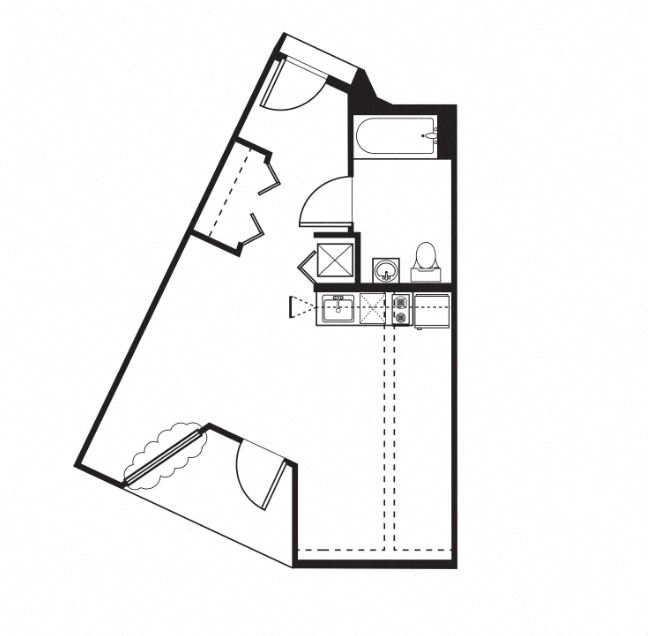 Floor plan for studio, 1 bath, 442 sqft