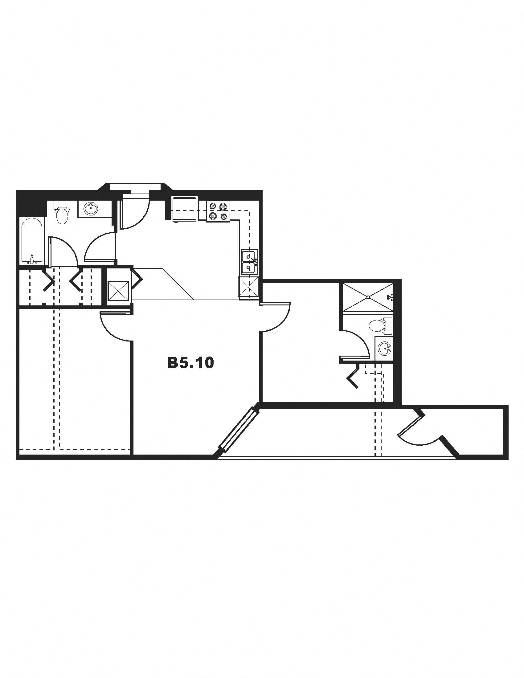 Floor plan for 2 beds, 2 baths, 919 sqft