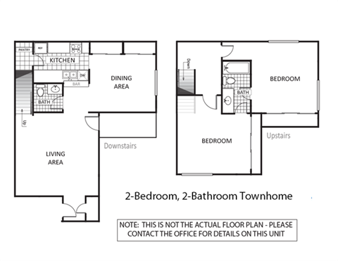 Floor plan for 2 beds, 2 baths, 1150 sqft