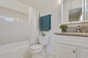 Los Angeles apartment for rent - a bathroom with a toilet and a bath tub and a sink