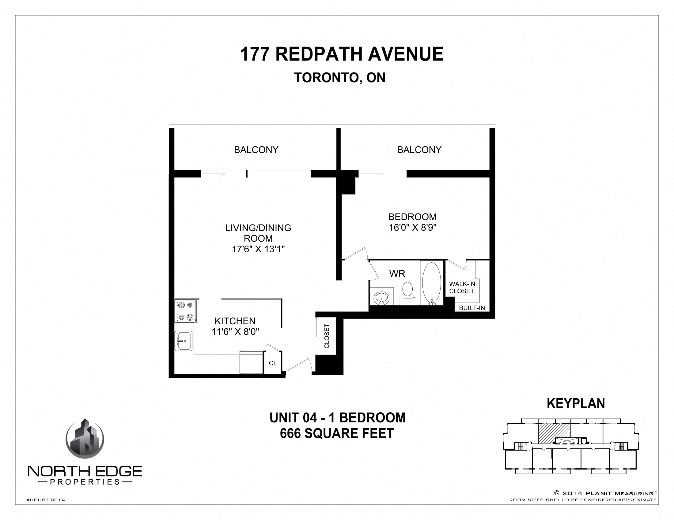 Floor plan for 1 bed, 1 bath, 702 sqft