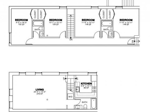 Floor plan for 4 beds, 3 baths, 1 sqft