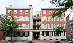 Philadelphia apartment for rent - the exterior of a three story red brick apartment building