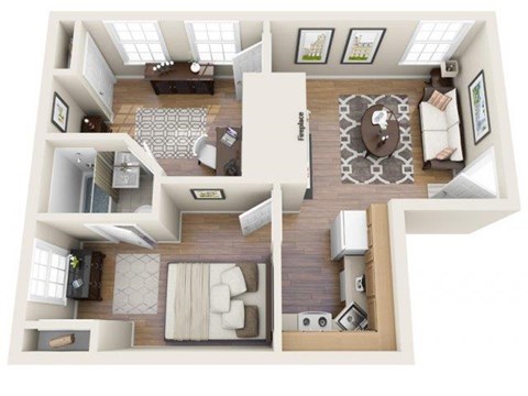 Floor plan for 2 beds, 1 bath, 1 sqft
