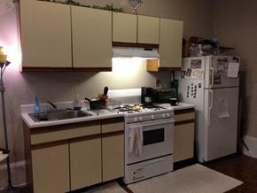 Philadelphia apartment for rent - a kitchen with a stove refrigerator and sink