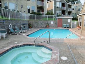 Portland apartment for rent - a swimming pool and a spa in front of an apartment building