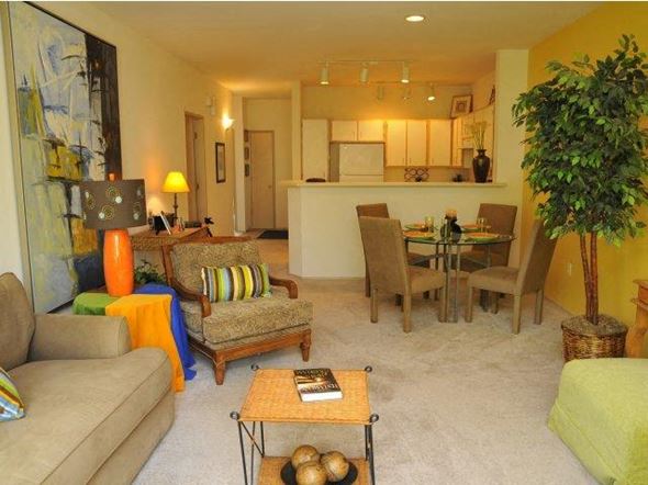 Portland apartment for rent - a living room with a couch and a table
