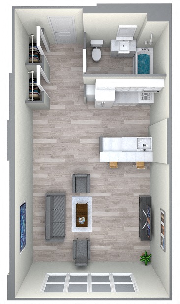 Floor plan for studio, 419 sqft