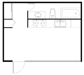 Floor plan for studio, 1 bath, 300 sqft