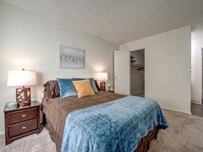 Northridge apartment for rent - a bedroom with a bed and a closet