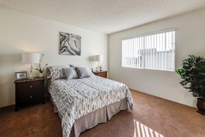 Lake Balboa apartment for rent - the view of a bedroom with a bed and a window