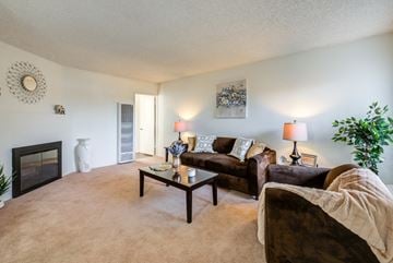 Lake Balboa apartment for rent - a living room with a fireplace and a couch