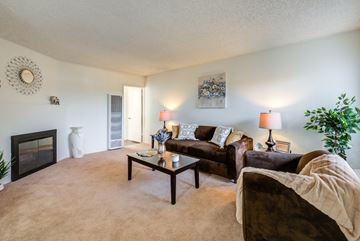 Lake Balboa apartment for rent - a living room with a fireplace and a couch