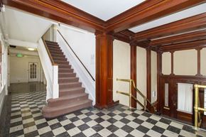 San Francisco apartment for rent - A staircase with a checkered floor.