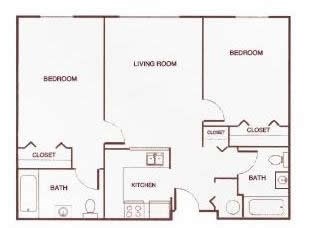 Floor plan for 2 beds, 2 baths, 824 sqft