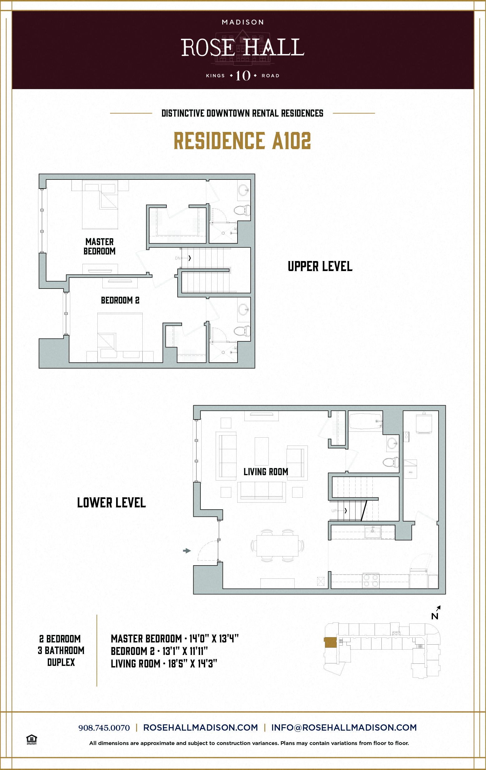 Floor plan for 2 beds, 2.5 baths, 1680 sqft
