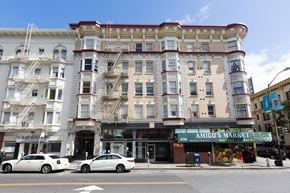 San Francisco apartment for rent - A street view of a building with a sign that says "AMIGO'S MARKET".