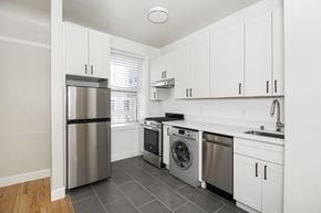 San Francisco apartment for rent - A kitchen with a stainless steel refrigerator, dishwasher, and oven.