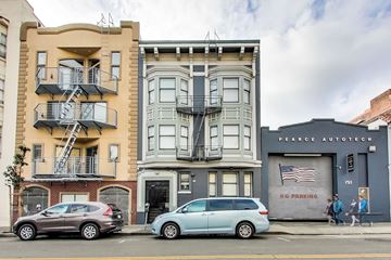 San Francisco apartment for rent - Two cars parked in front of a building with a no parking sign.