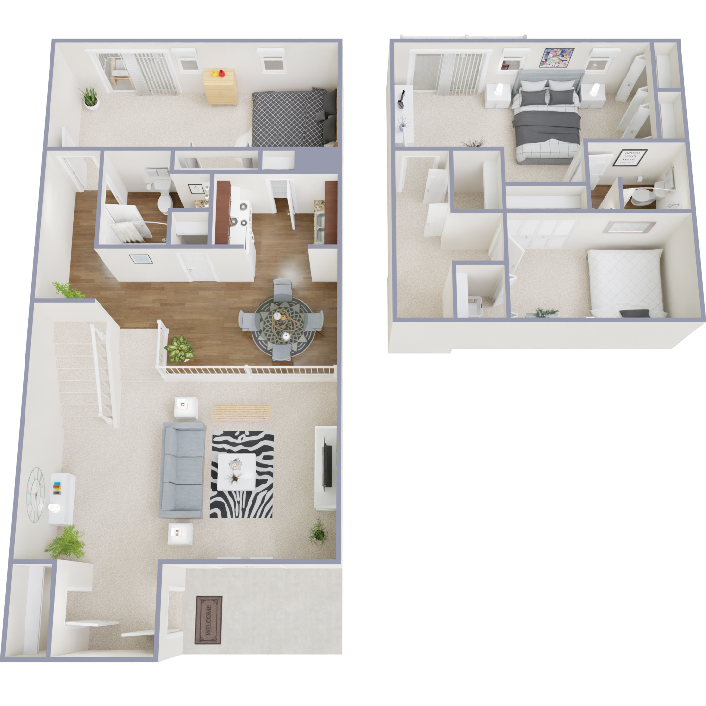 Floor plan for 3 beds, 2 baths, 1550 sqft