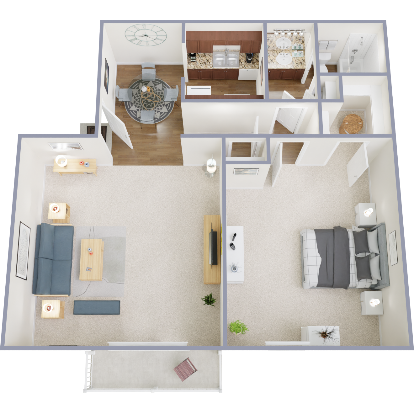 Floor plan for 1 bed, 1 bath, 850 sqft