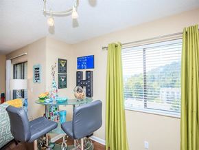 Knoxville apartment for rent - a dining room with a table and chairs and a window