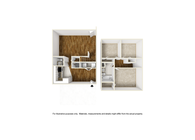 Floor plan for 3 beds, 1.5 baths, 1145 sqft