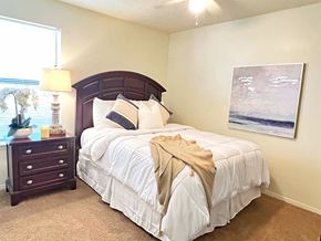 Conway apartment for rent - a bedroom with a bed and a dresser and a window