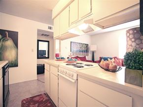 Fort Smith apartment for rent - a white kitchen with a stove and a sink