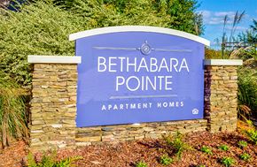 Winston-Salem apartment for rent - Entrance Sign and landscaping at Bethabara Pointe