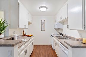 Lake Balboa apartment for rent - Spacious kitchen with an appliance package. A dishwasher, stove and a microwave. Upgraded counter tops