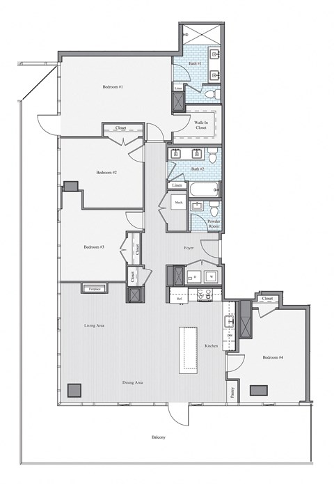 Floor plan for 3 beds, 2.5 baths, 1862 sqft