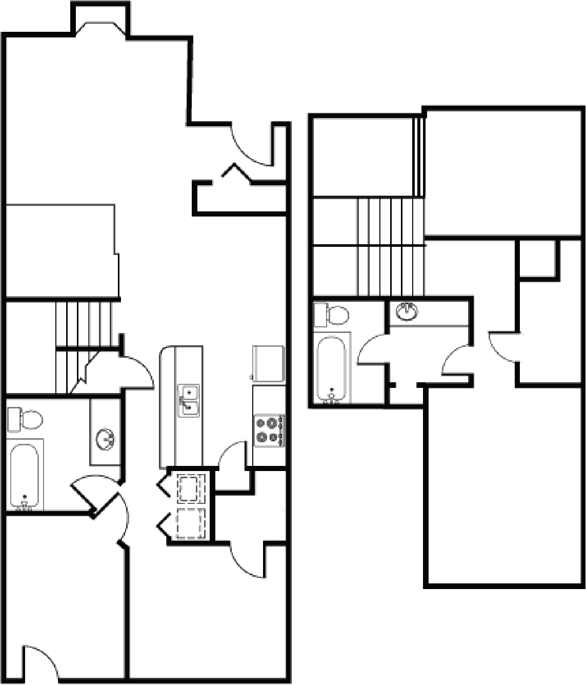 Floor plan for 2 beds, 2 baths, 1262 sqft