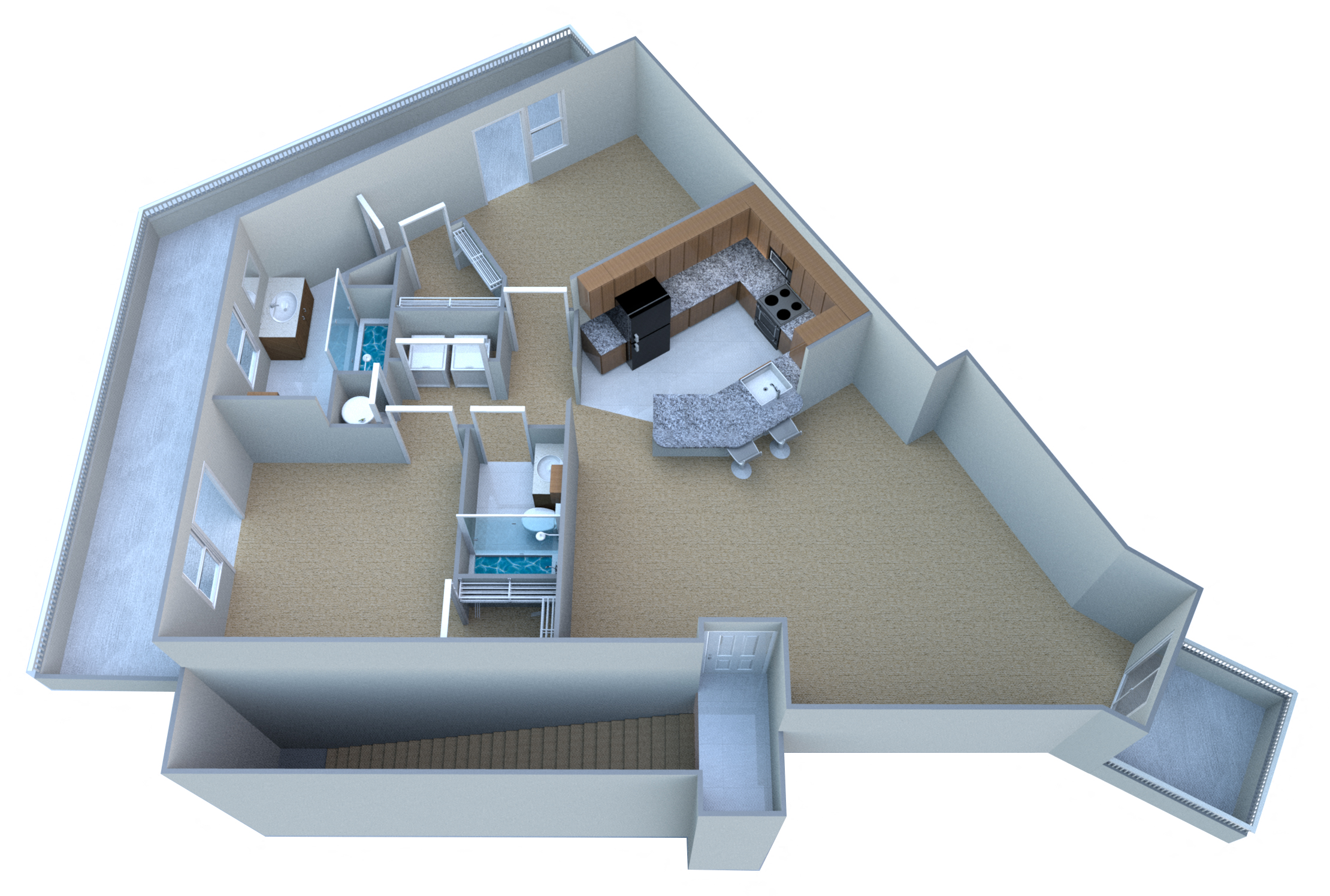 Floor plan for 2 beds, 2 baths, 1206 sqft
