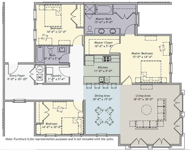 Floor plan for 3 beds, 2 baths, 1700 sqft