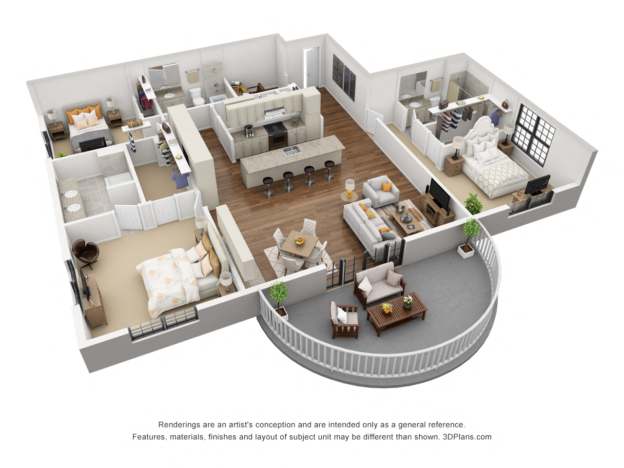 Floor plan for 3 beds, 3 baths, 2195 sqft