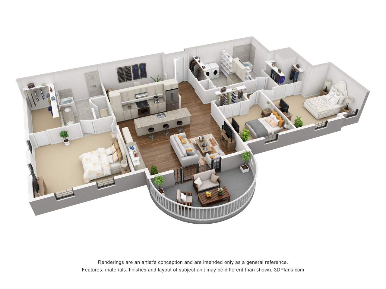 Floor plan for 3 beds, 2 baths, 2004 sqft
