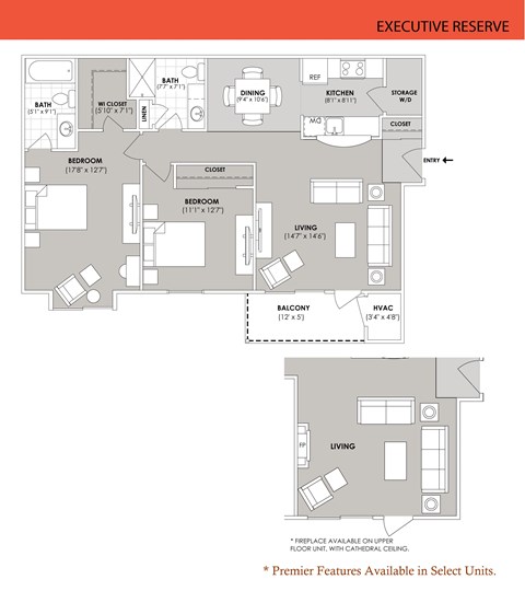 Floor plan for 2 beds, 2 baths, 1020 sqft